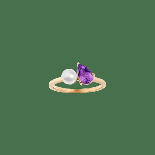 Pearl Toi et Moi Ring - Purple Amethyst