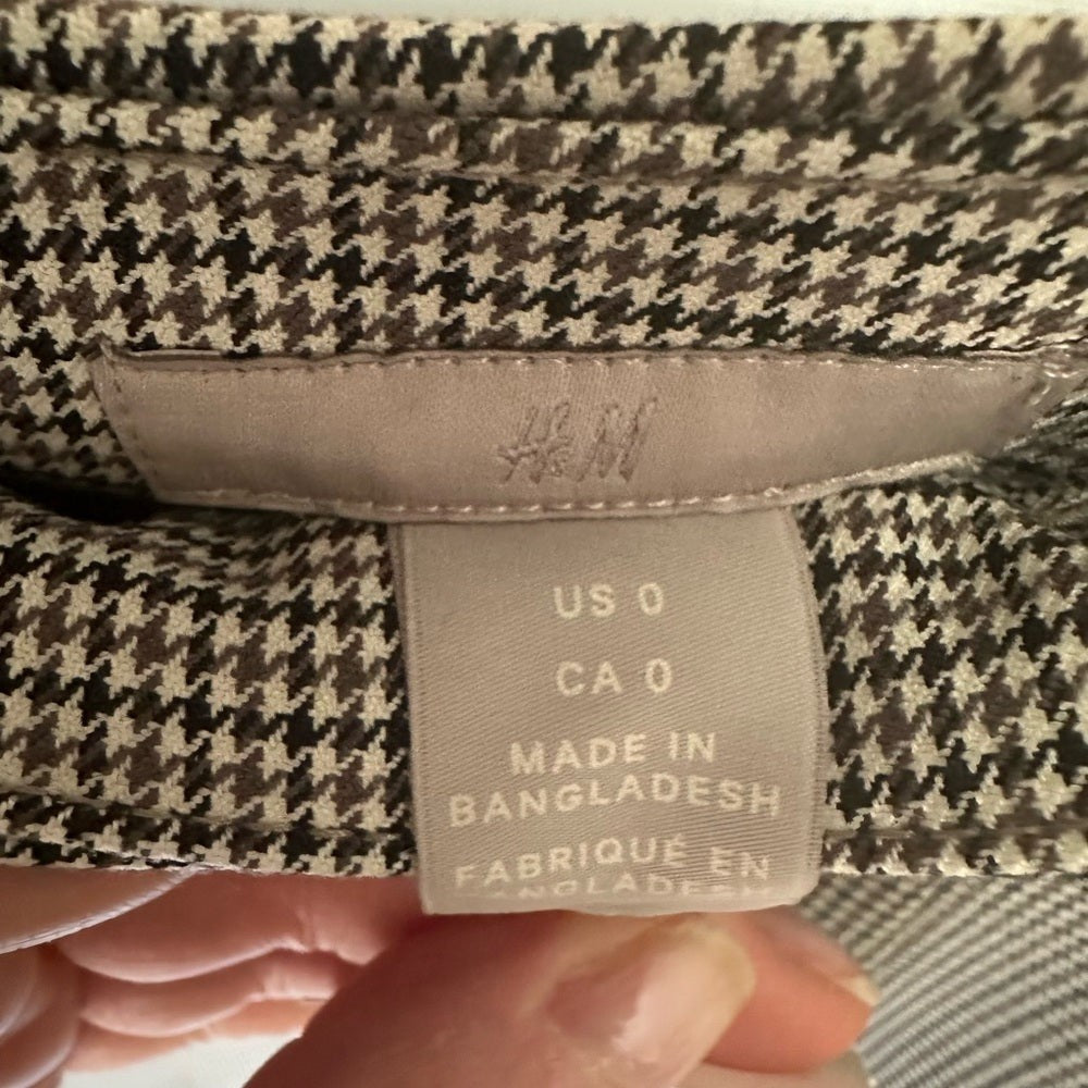 H&M Black and White Checkered Pencil Skirt Size 0