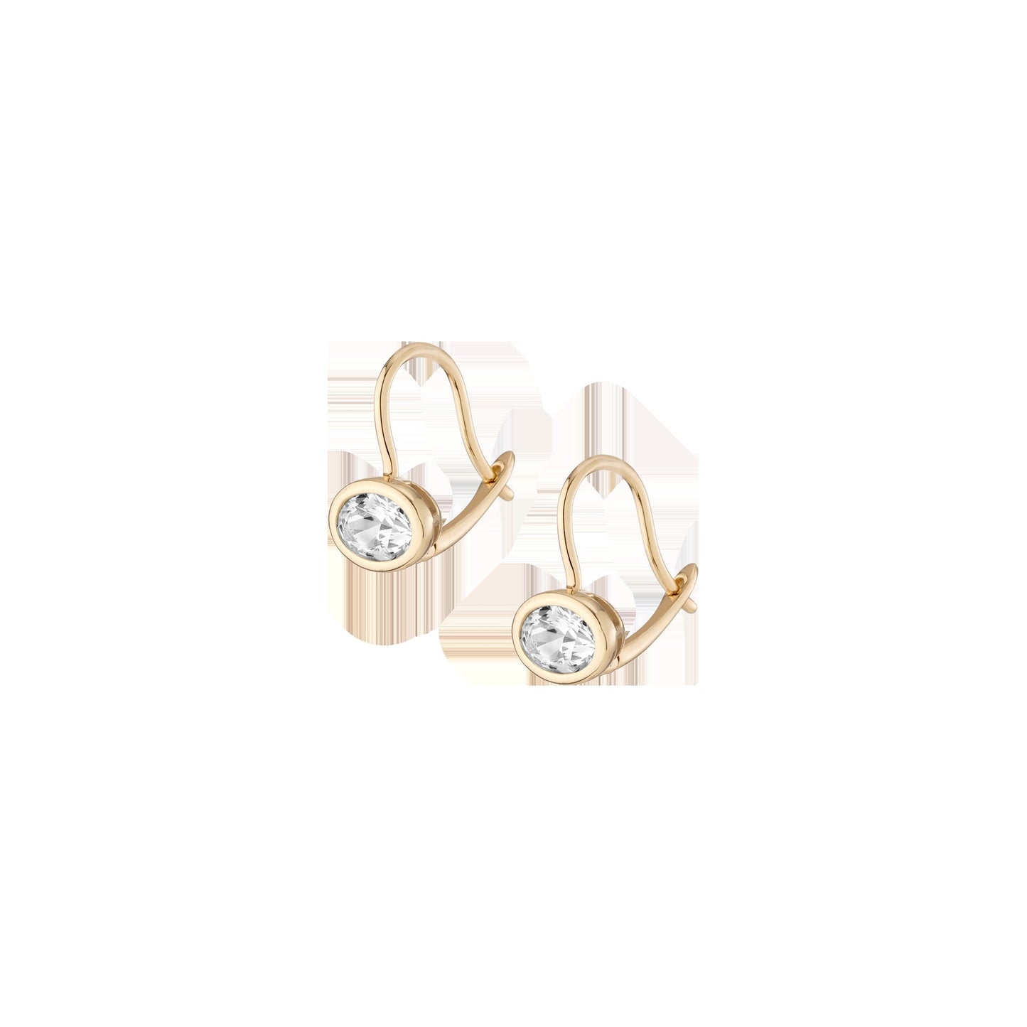 Oval Lab Grown White Sapphire Bezel Drop Earrings