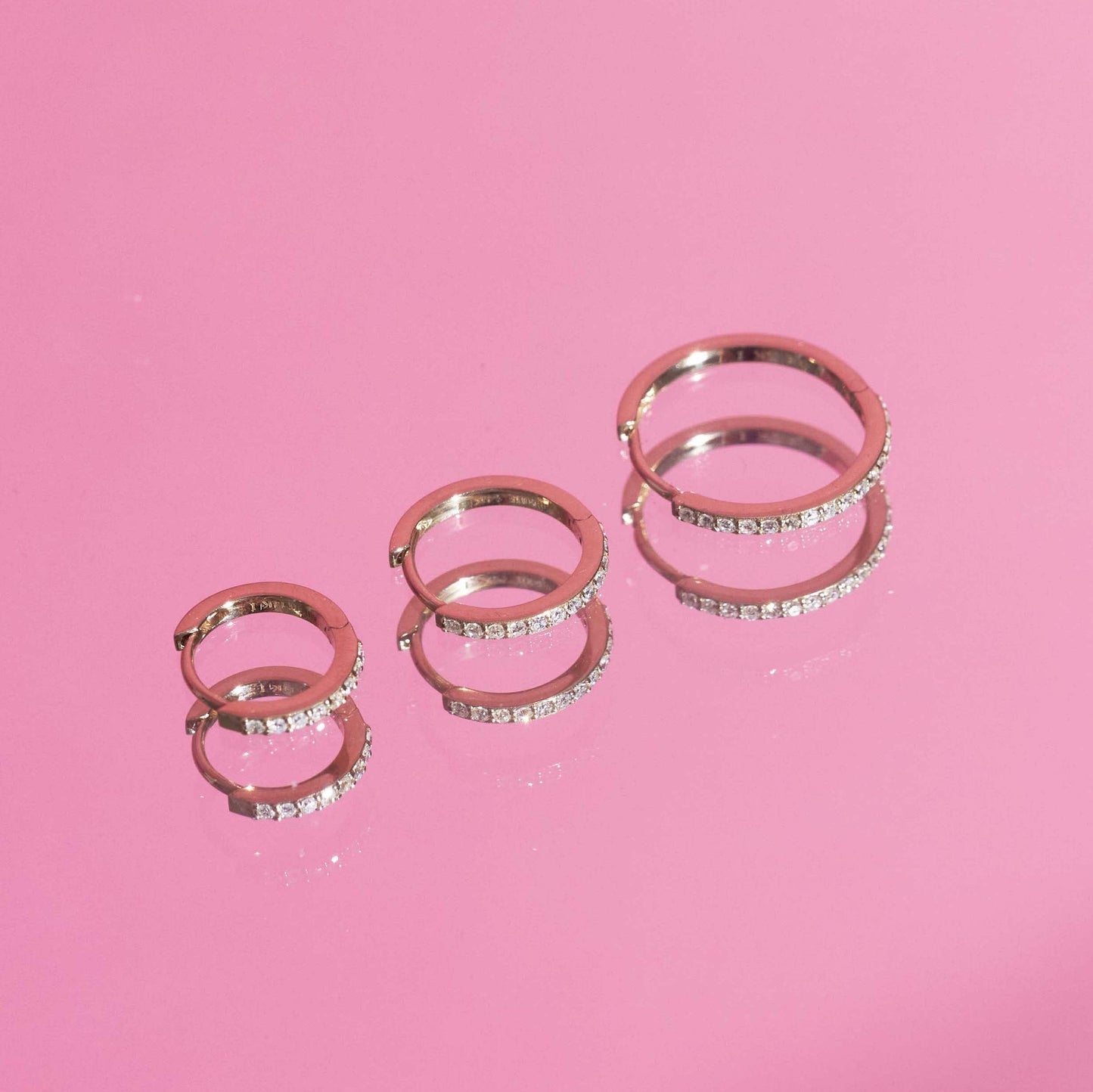 Thin Forever Diamond Hinged Huggie Earrings (12mm)