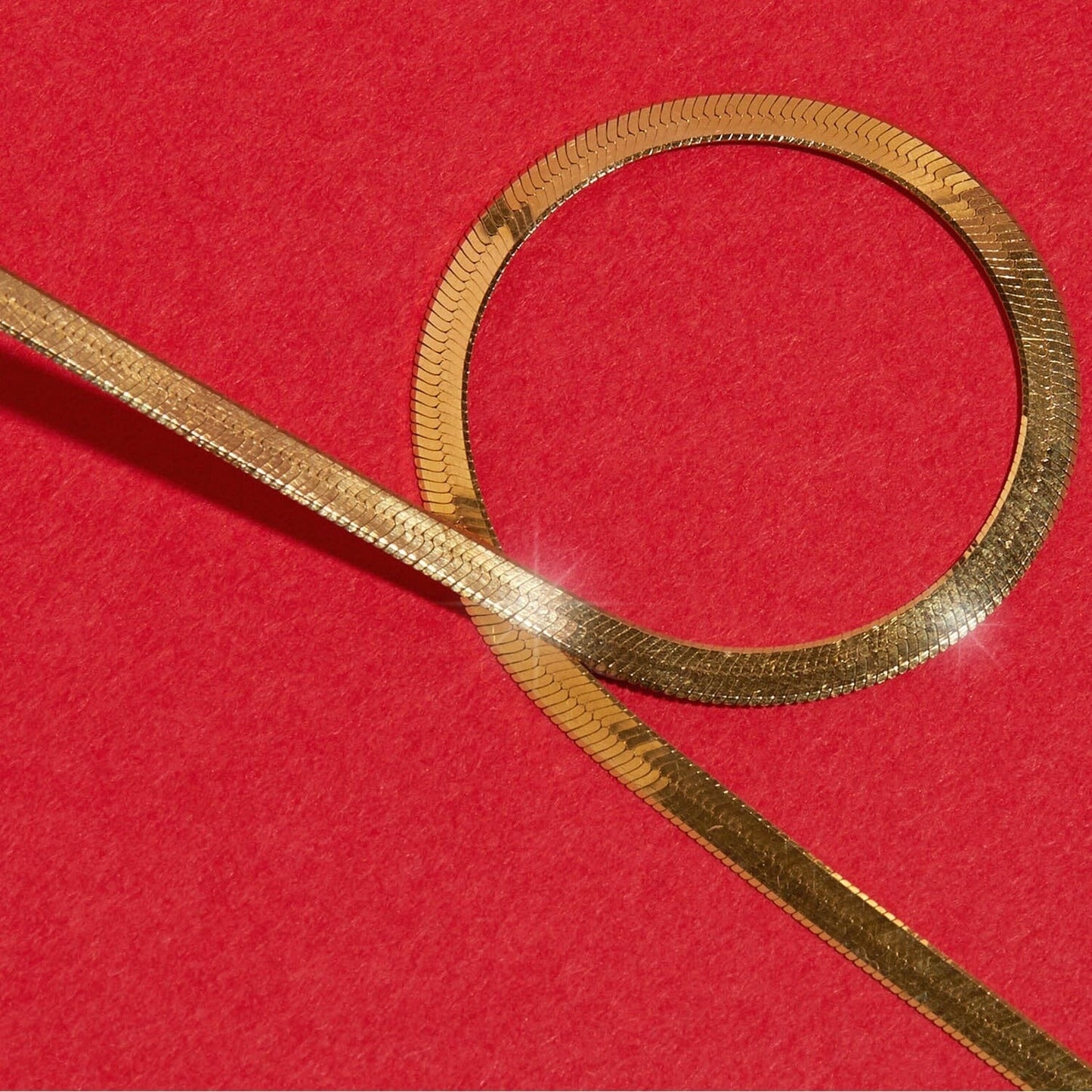 Solid Gold Herringbone Chain Necklace