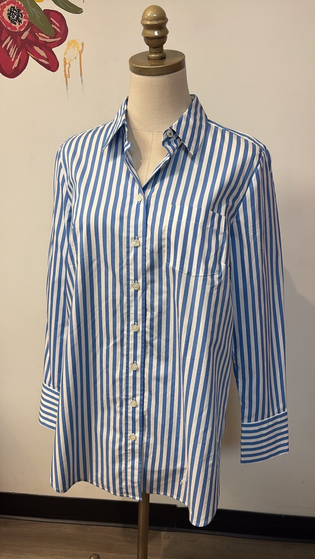 New Talbots Blue Stripe Top, S