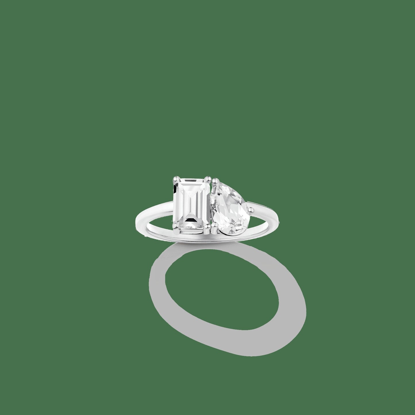 Toi et Moi Gemstone Classic Ring - White Topaz & White Topaz