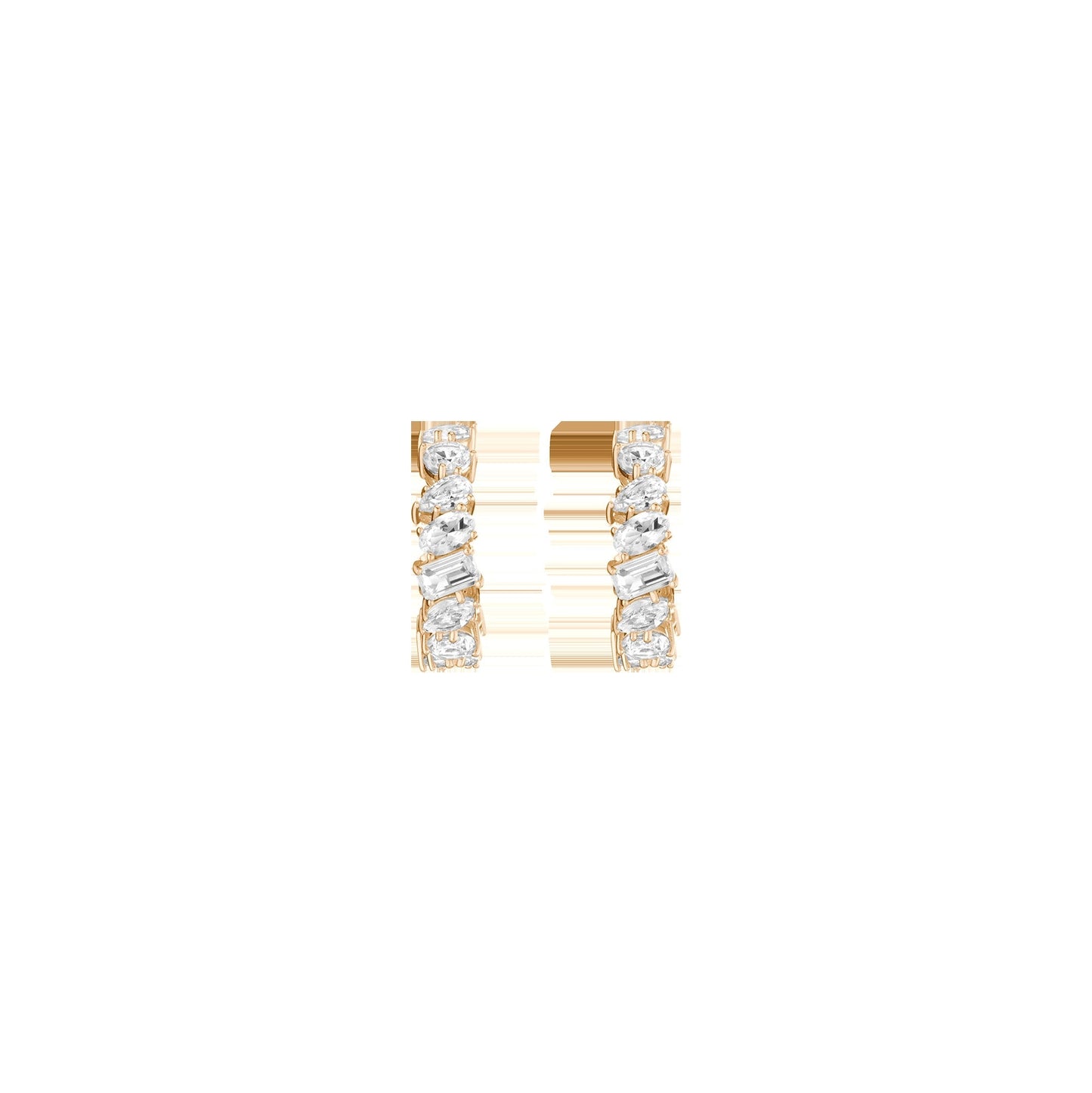 Lab Grown White Sapphire Mixed Shape Hoop Earrings