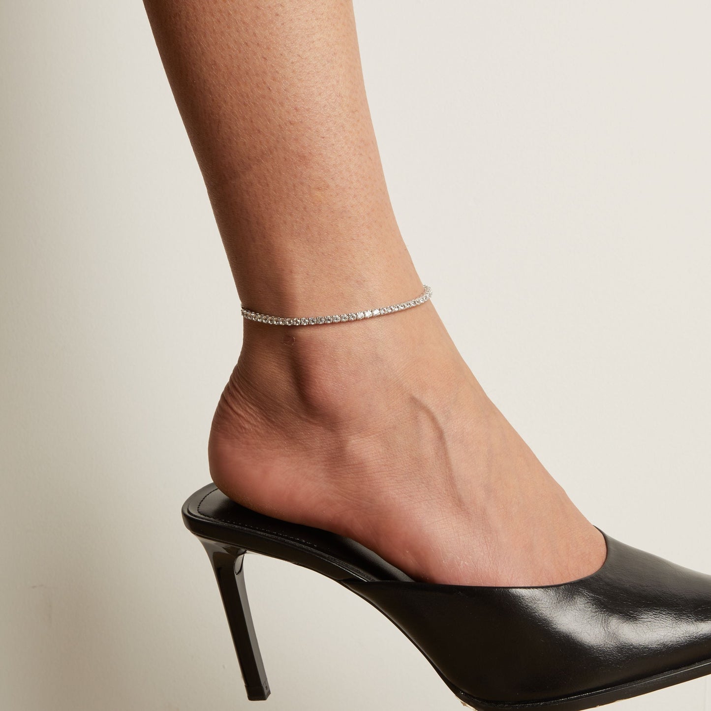 Lab Grown White Sapphire Tennis Anklet
