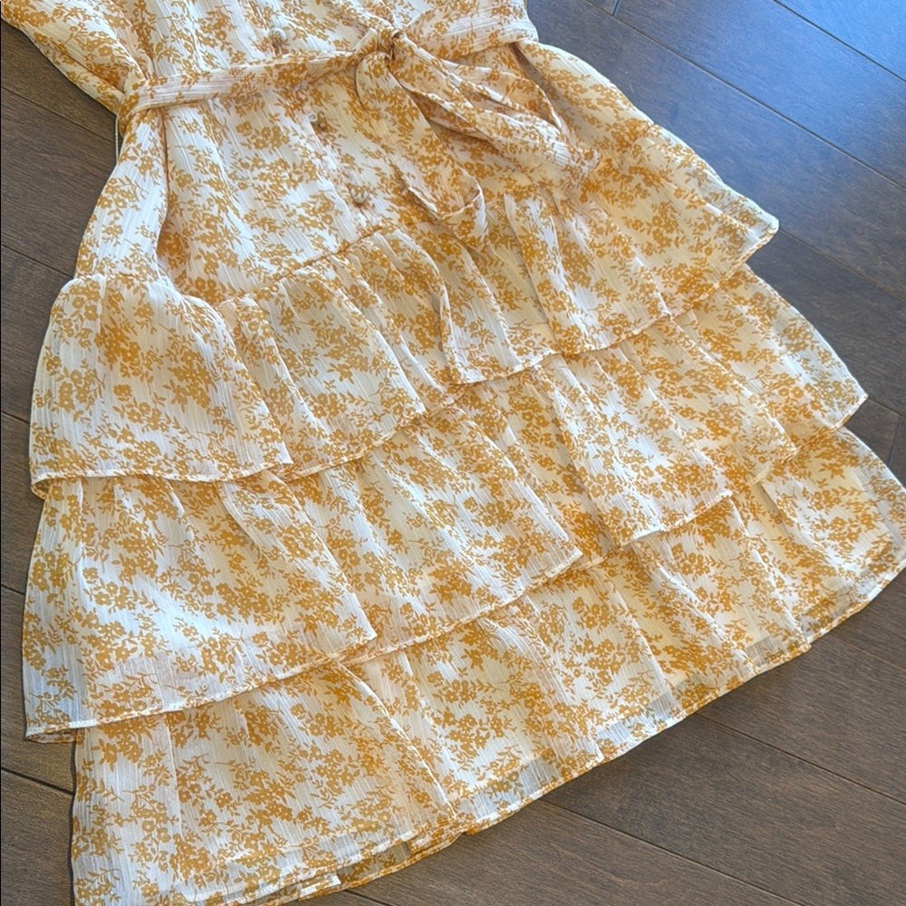 MINKPINK Yellow Floral Ruffle Dress