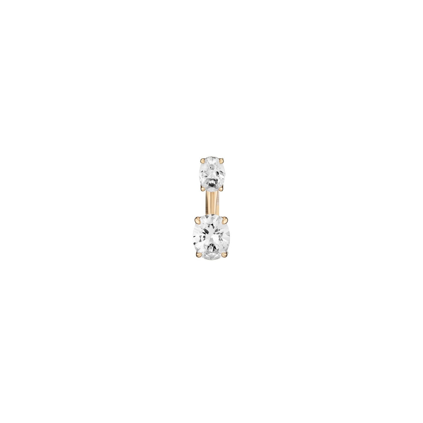 Lab Grown White Sapphire Ear Jacket - Oval Bottom Stone