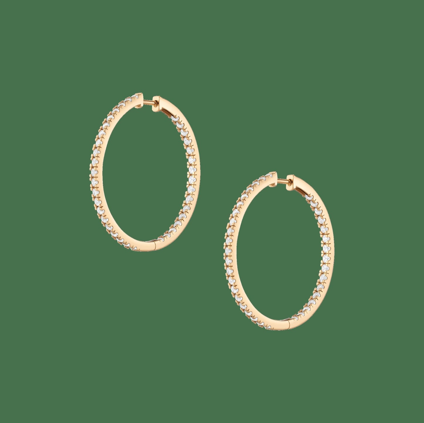 35mm Lab Grown White Sapphire Hoop Earrings