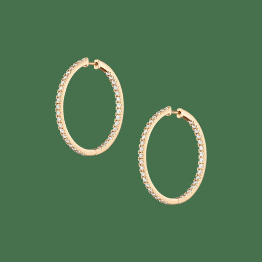 35mm Lab Grown White Sapphire Hoop Earrings