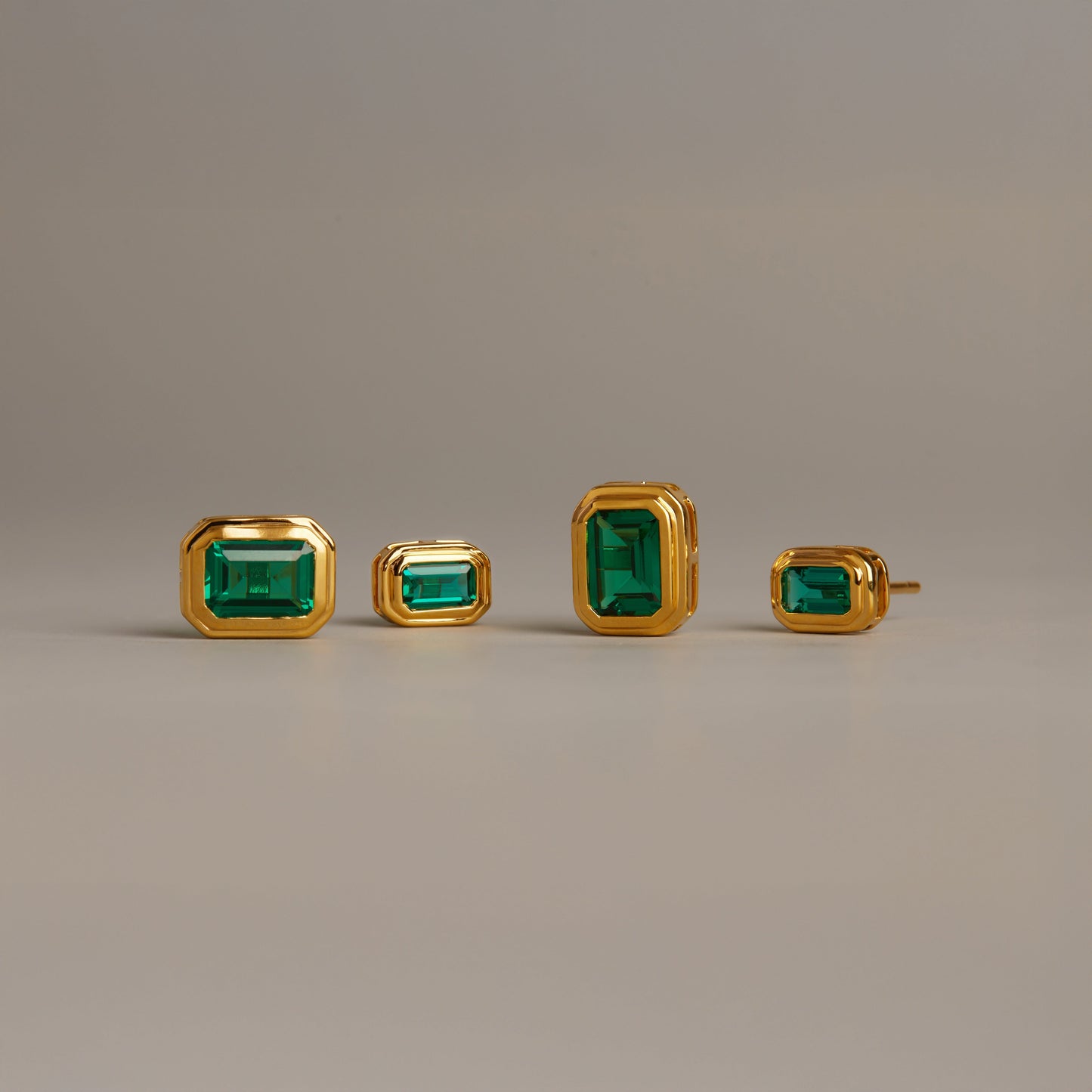 Mini Lab Grown Emerald Heirloom Stud Earrings