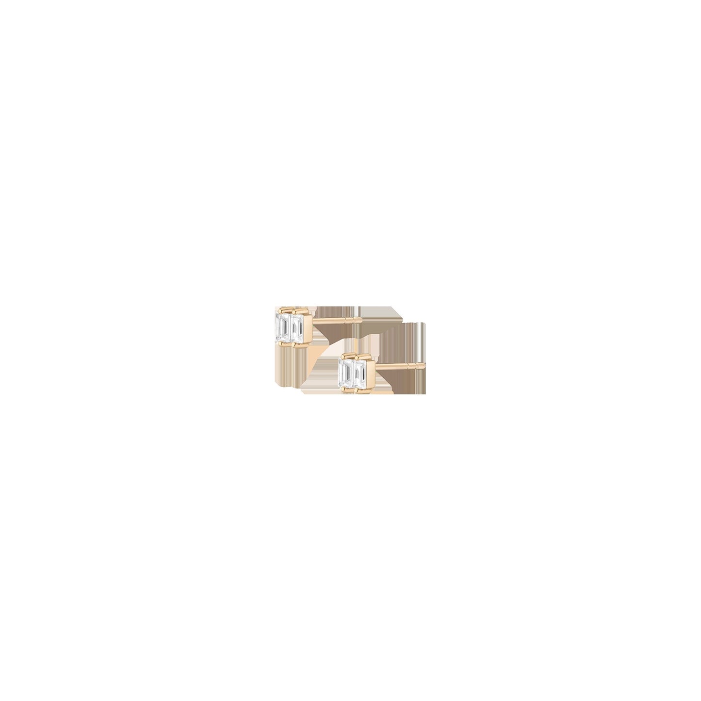 Lab Grown White Sapphire Stacked Baguette Earrings