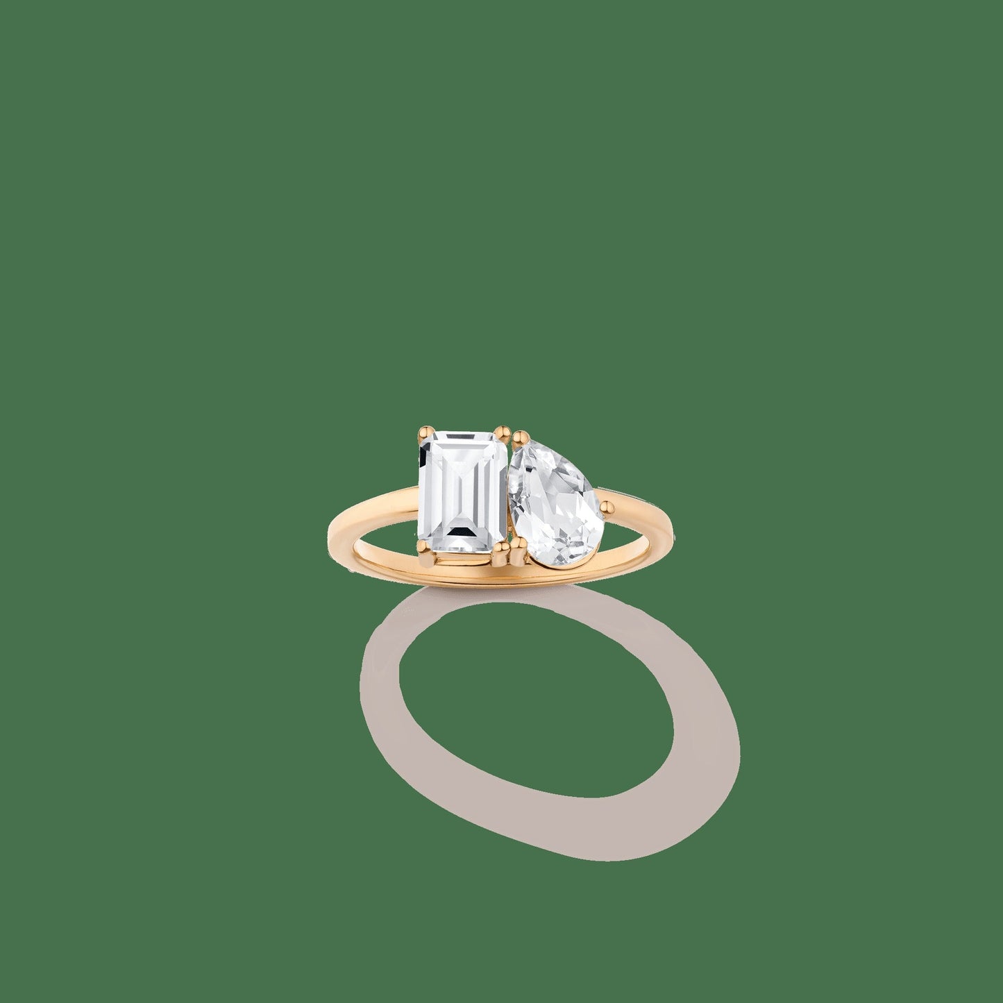 Toi et Moi Gemstone Classic Ring - White Topaz & White Topaz