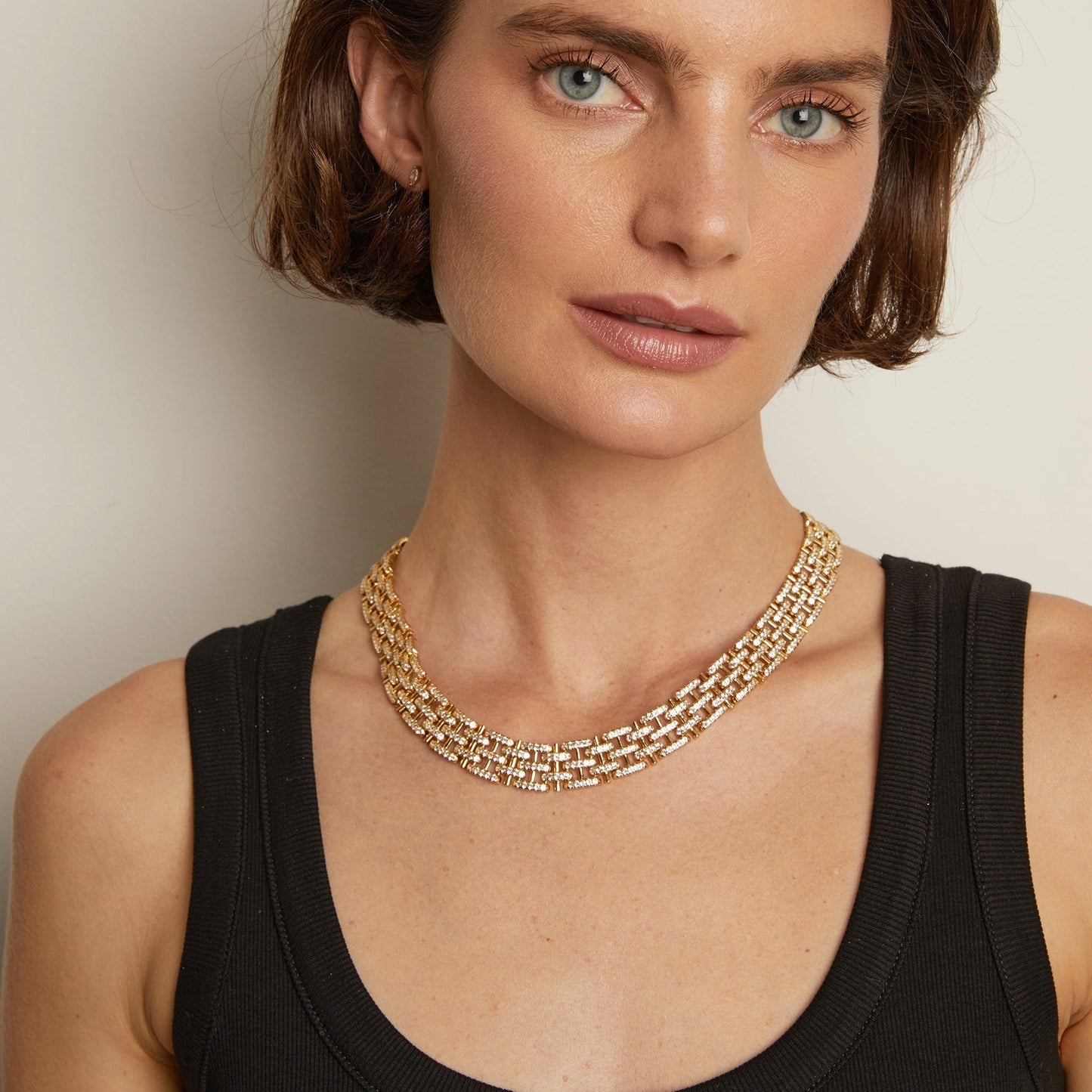 Lab Grown White Sapphire Panther Chain Link Necklace