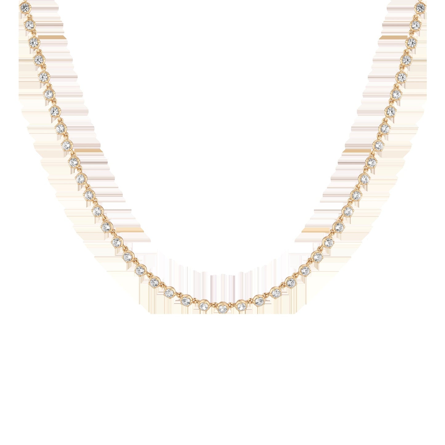 Lab Grown White Sapphire Georgian Tennis Necklace