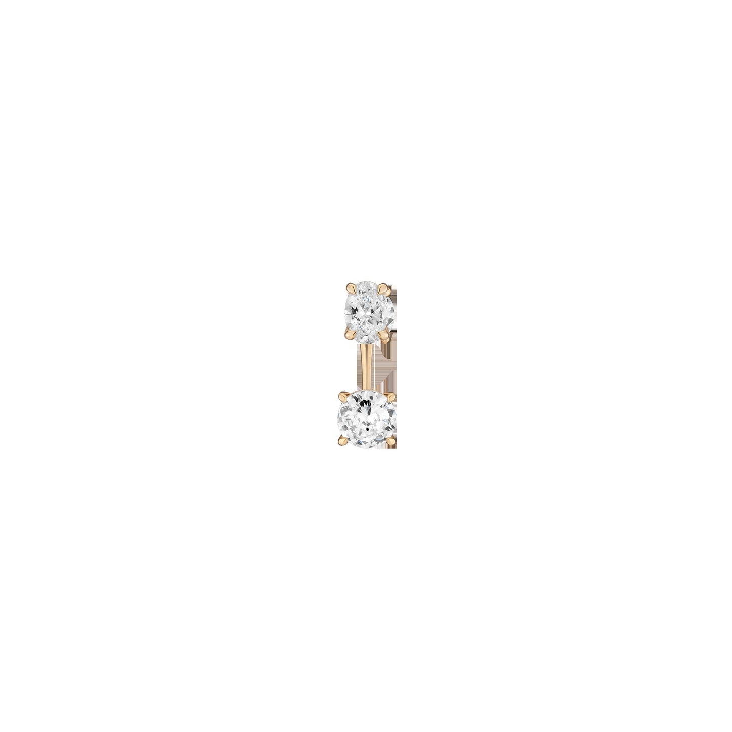 Lab Grown Diamond Ear Jacket - 1ct Round Bottom Stone