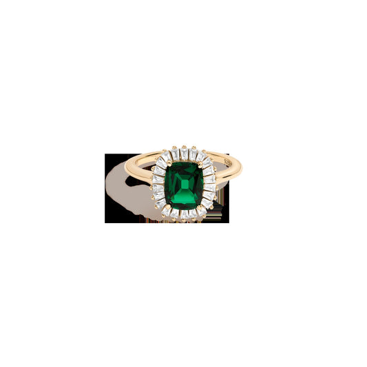 Lab Grown Green Emerald Alexandra Ring