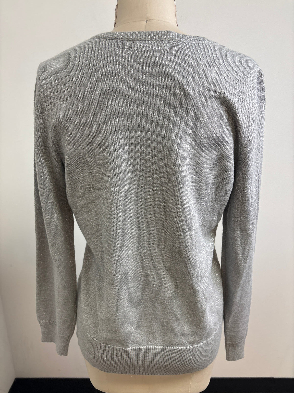 New York & Co Metallic Silver Sweater, L