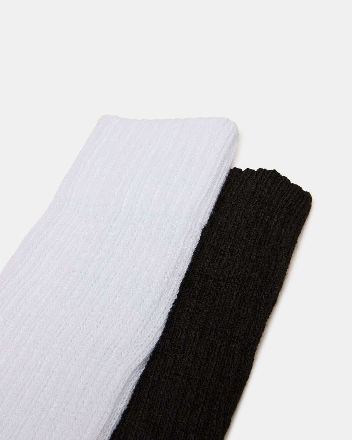 2 PACK RIBBED SLOUCH SOCKS BLACK/WHITE