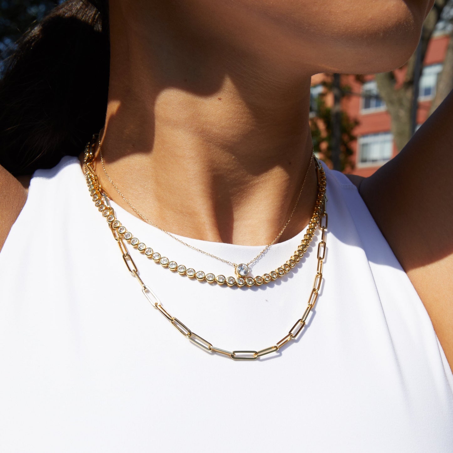 Diamond Bezel Tennis Necklace