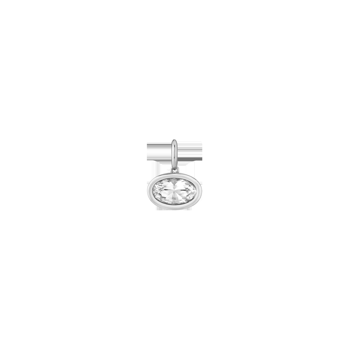 Oval Lab Grown White Sapphire Bezel Pendant