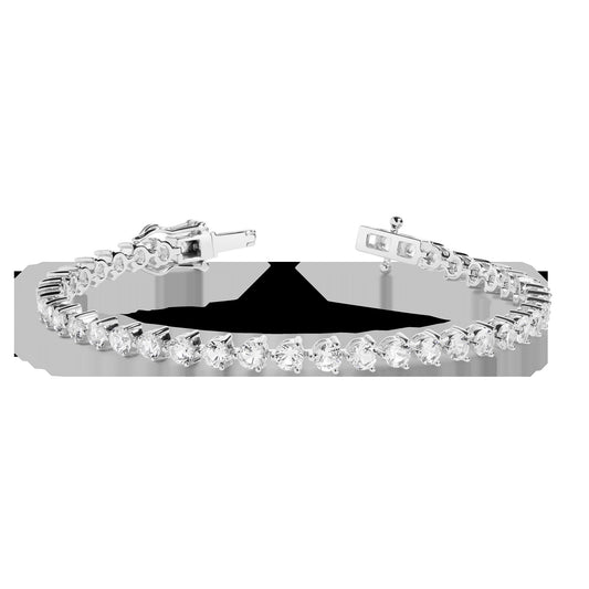 Lab Grown White Sapphire Three-Prong Tennis Bracelet