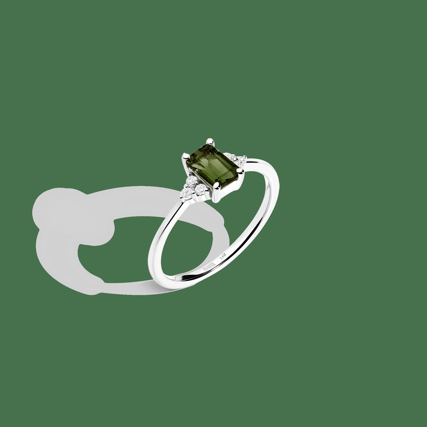 Vintage-Inspired Emerald Cut Ring (Green Tourmaline)