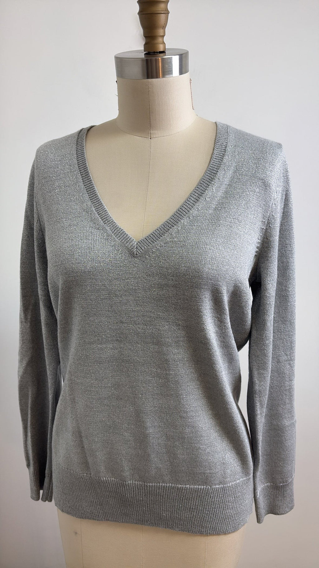 New York & Co Metallic Silver Sweater, L
