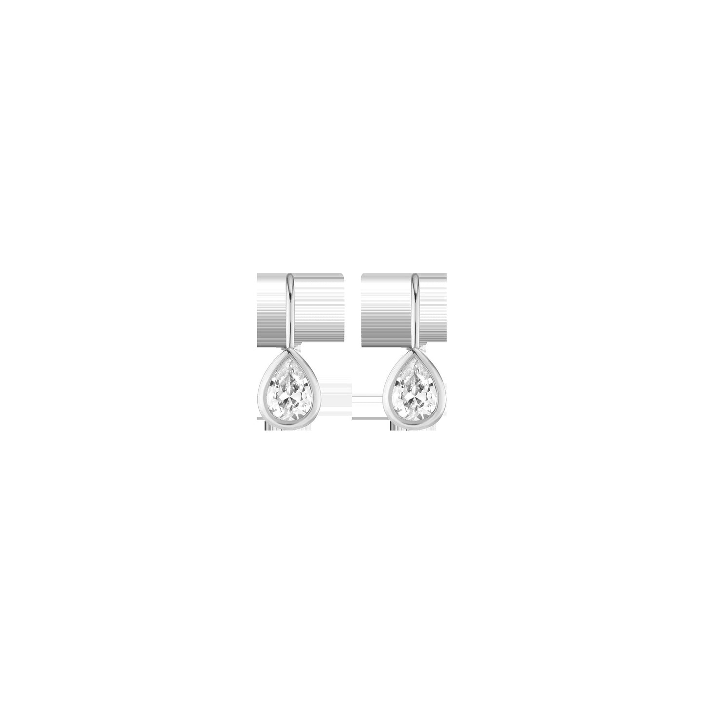 Pear Lab Grown White Sapphire Bezel Drop Earrings