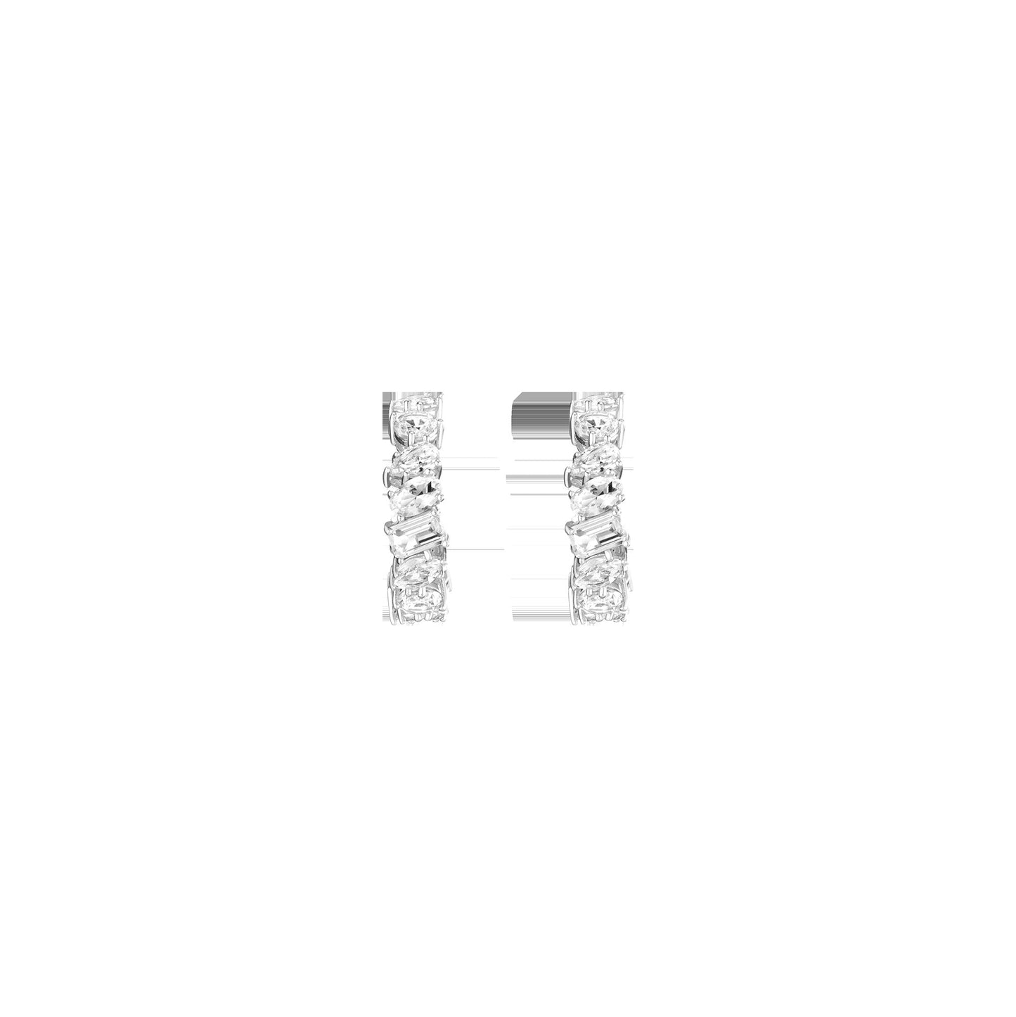 Lab Grown White Sapphire Mixed Shape Hoop Earrings
