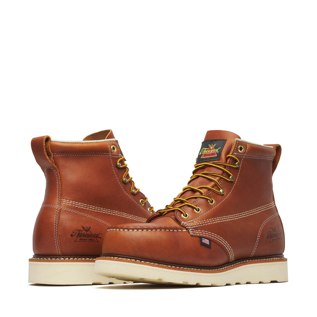 Thorogood American Heritage – 6′′ Tobacco Safety Toe – Moc Toe MAXWear WedgeTM