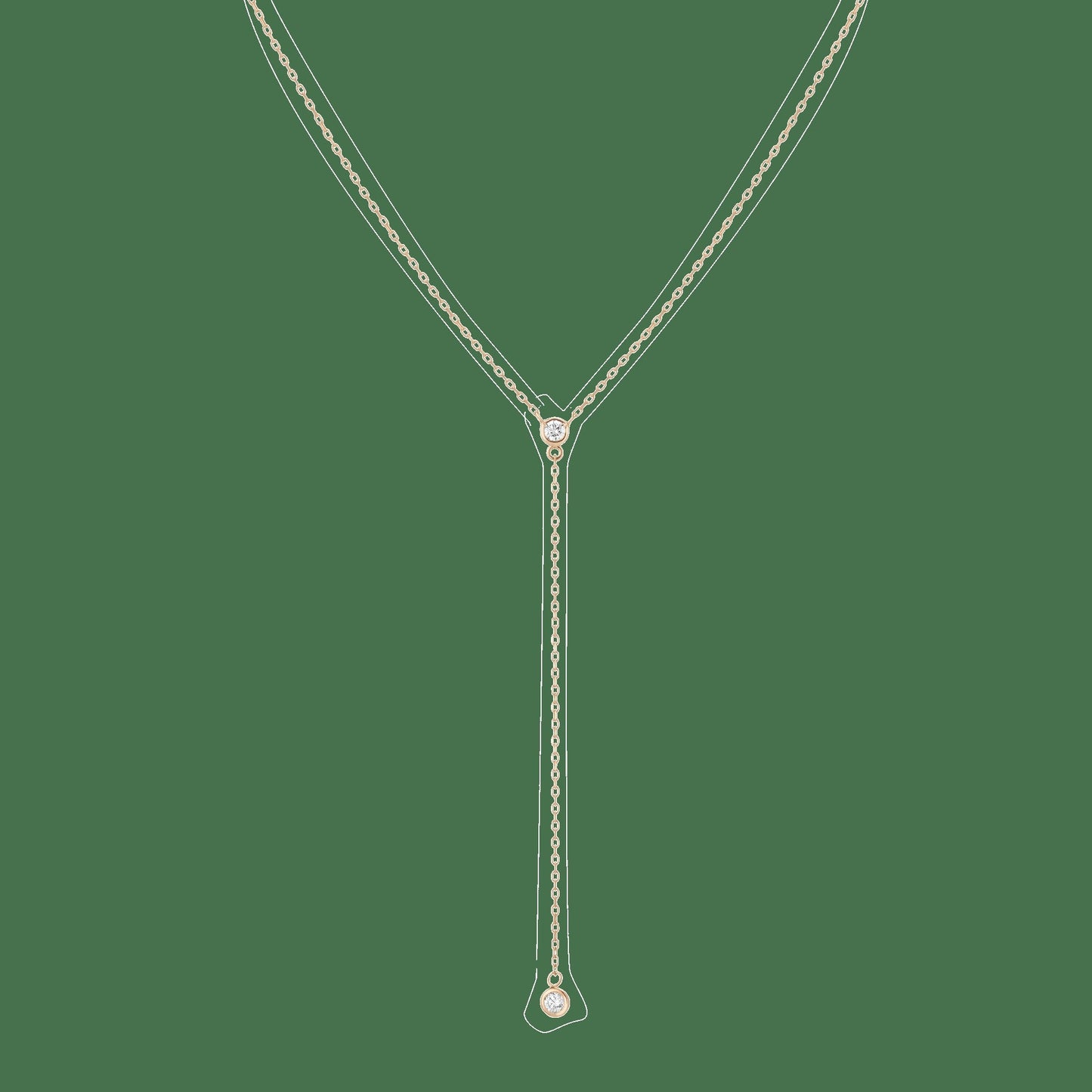 Diamond Bezel Lariat Necklace