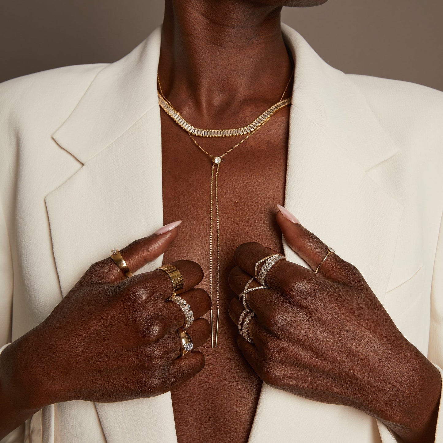 Aurate x Frye: Lab Grown White Sapphire Bolo Necklace