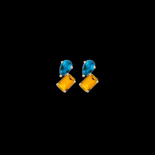 Toi et Moi Gemstone Mini Heirloom Earring - Citrine & London Blue Topaz