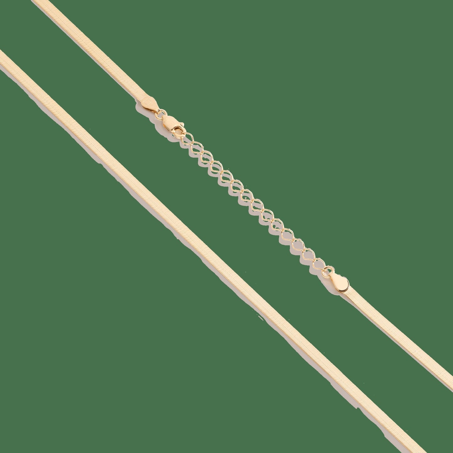 Solid Gold Herringbone Chain Necklace