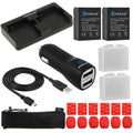PULUZ 20 in 1 Accessories Car Charger Combo Kit Batteries Car Charger Cable Battery Charger 3M VHB Adhesive Stickers Mesh Bag for GoPro HERO3 3
