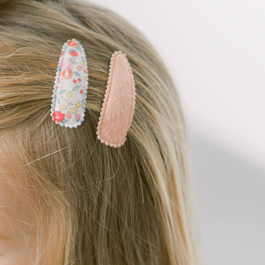 Rosa Pink Floral Fabric Hair Clips