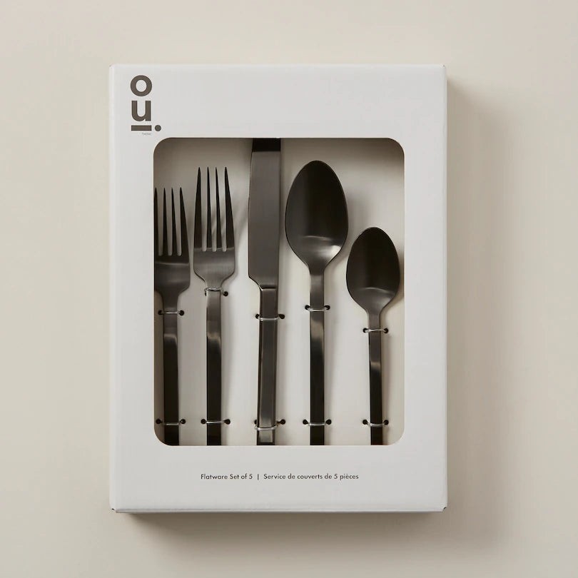 SET OF 5 LINEAR FLATWARE - BLACK OR BRASS