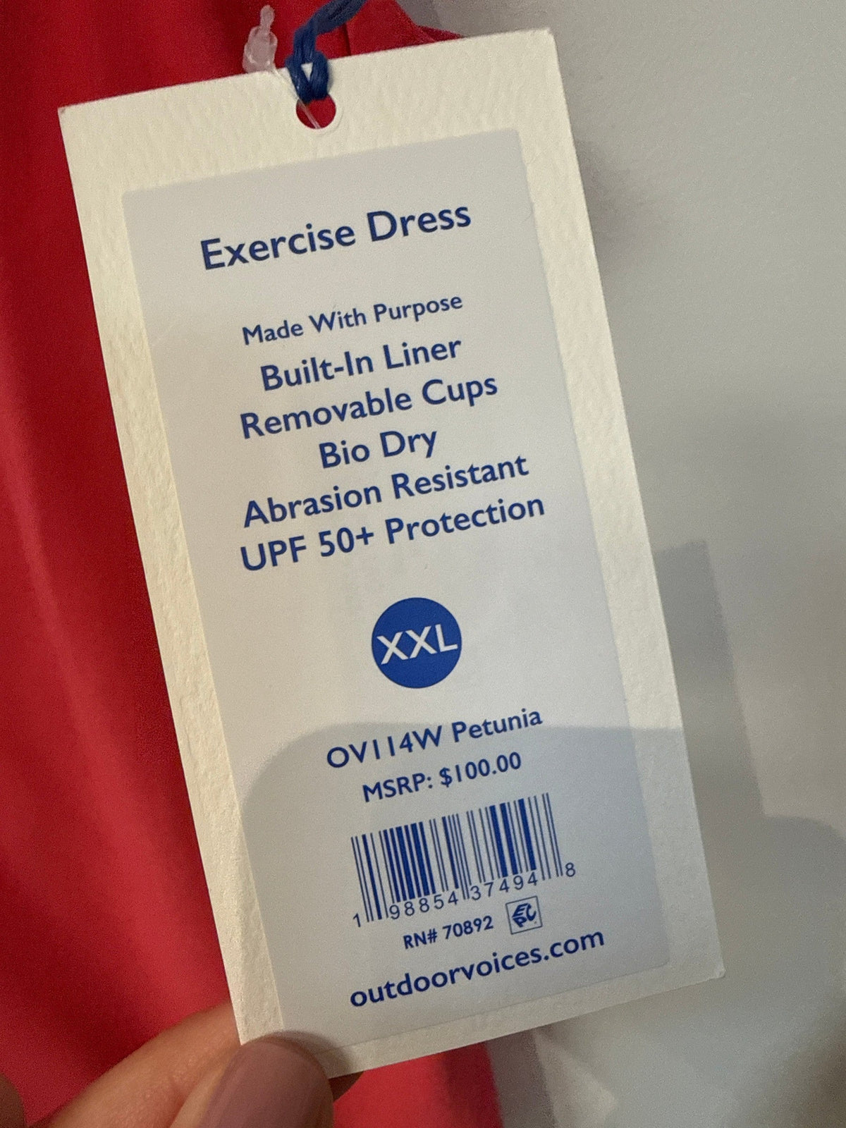 New Outdoor Voices Petunia Athletic Dress, XXL with Attached Shorts