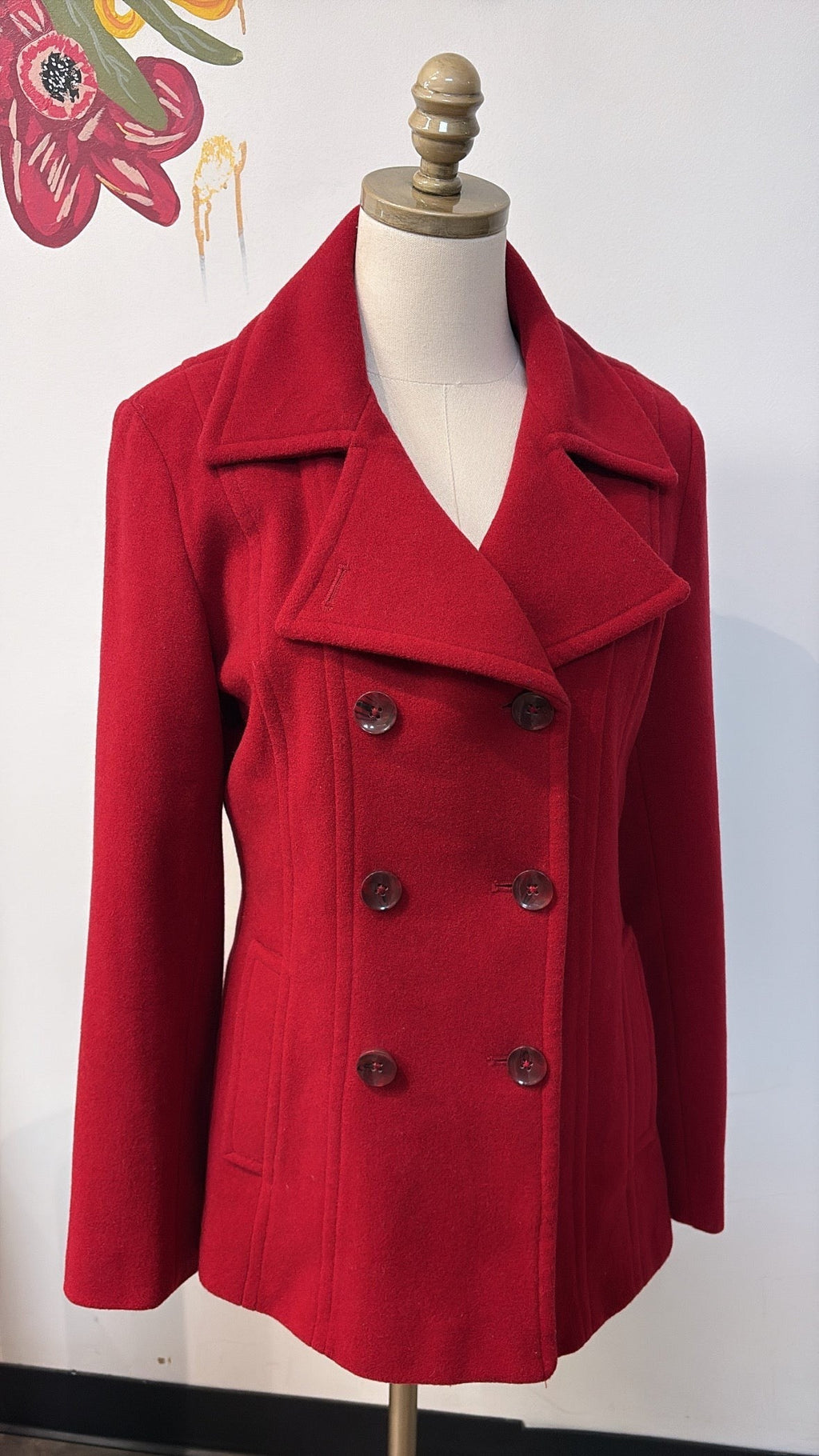 Anne Klein Red Wool Blend Jacket, M
