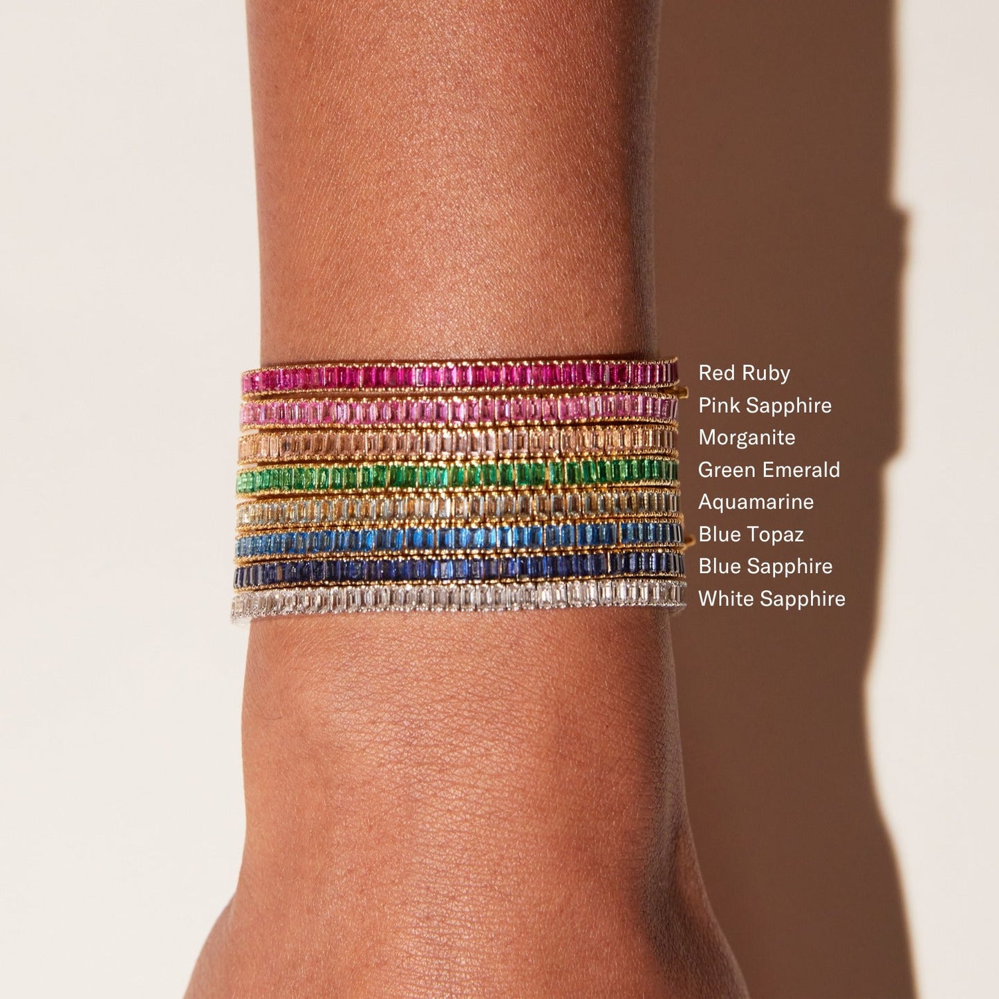 Lab Grown Aquamarine Baguette Tennis Bracelet