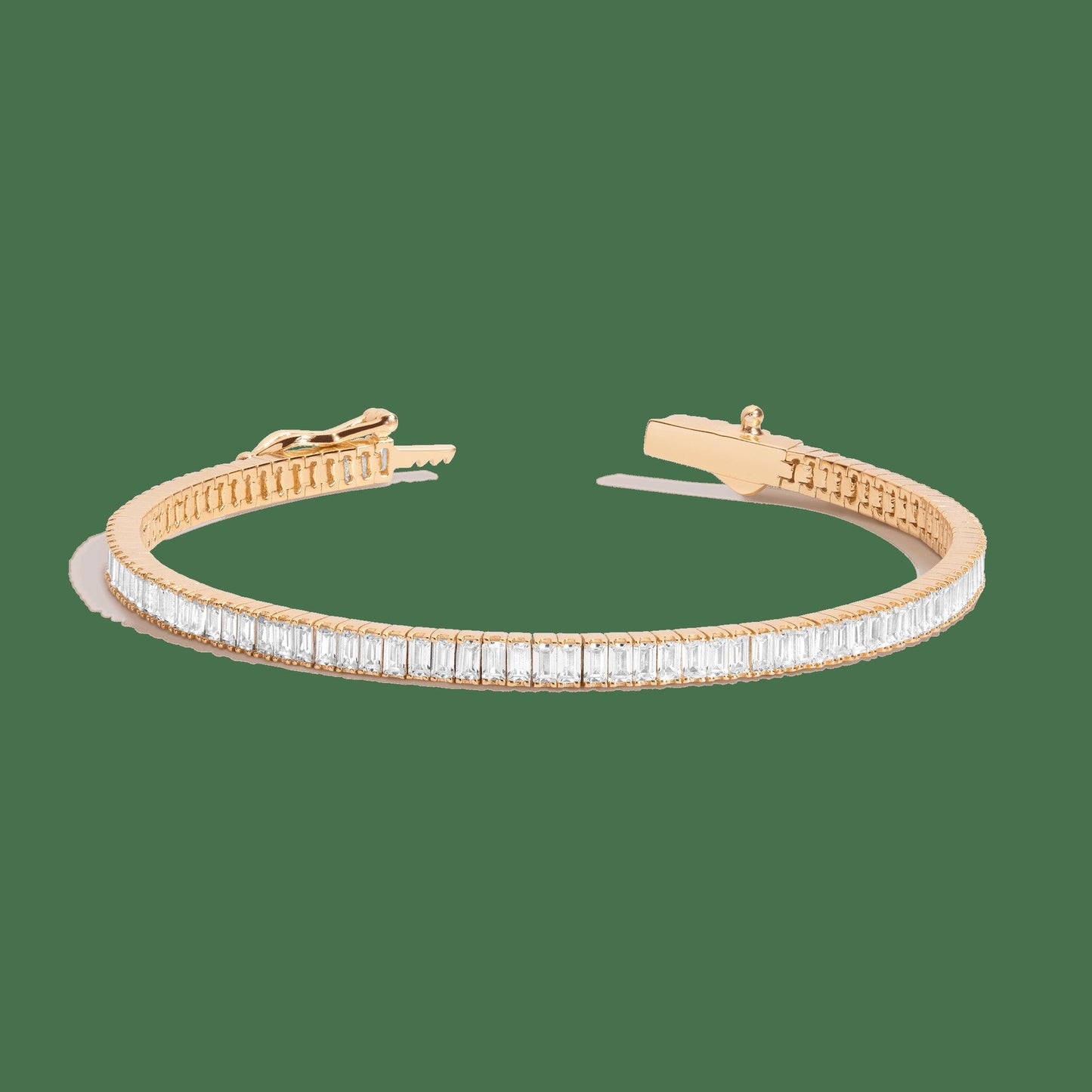 Lab Grown White Sapphire Baguette Tennis Bracelet