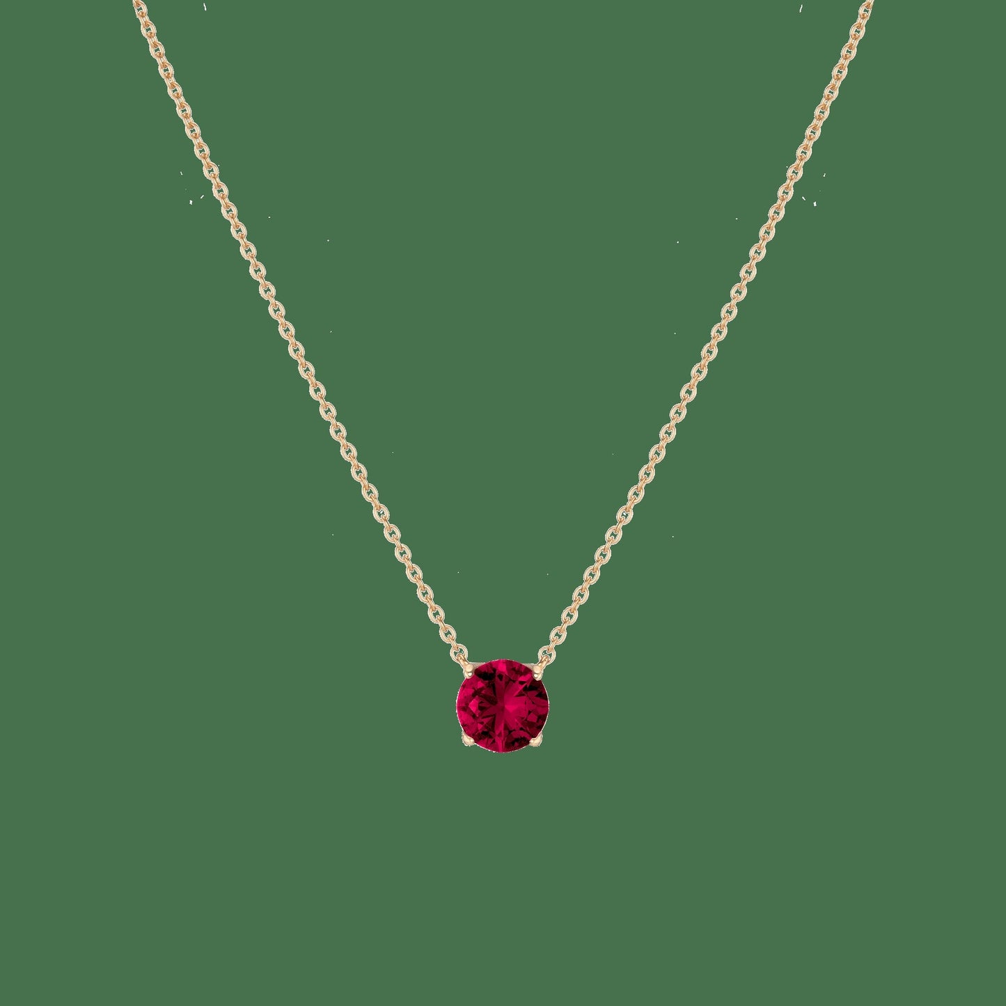 Round Gemstone Solitaire Necklace