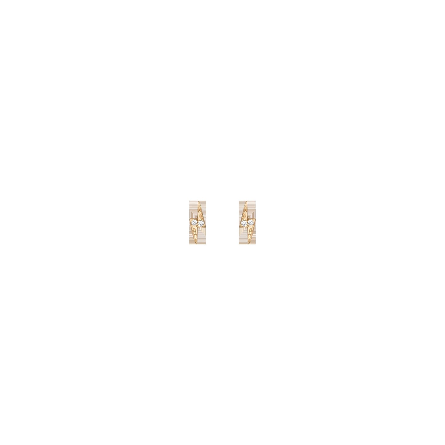 Lab Grown White Sapphire Bolt Stud Earrings - Flatback