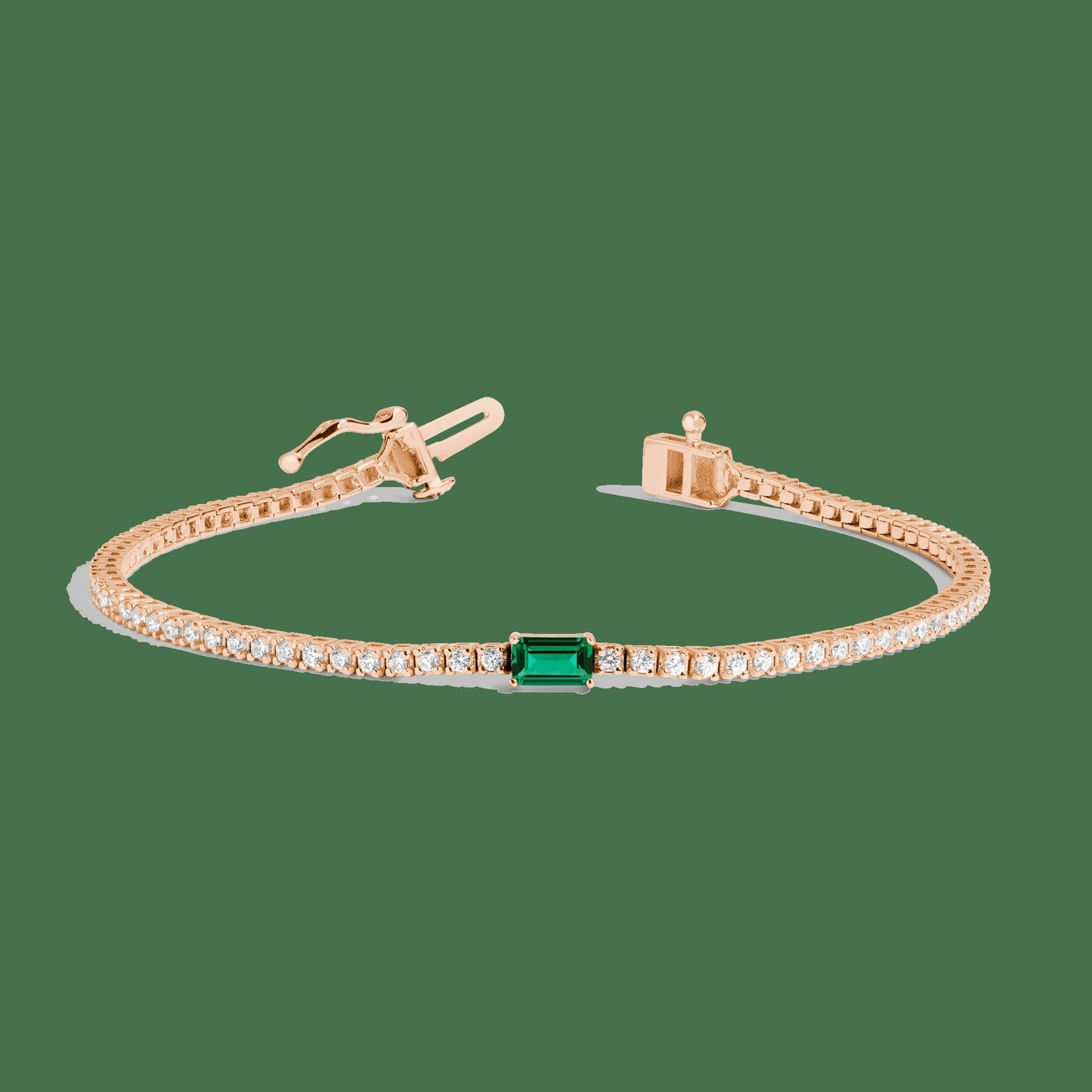 Lab Grown Diamond Tennis Bracelet with Emerald