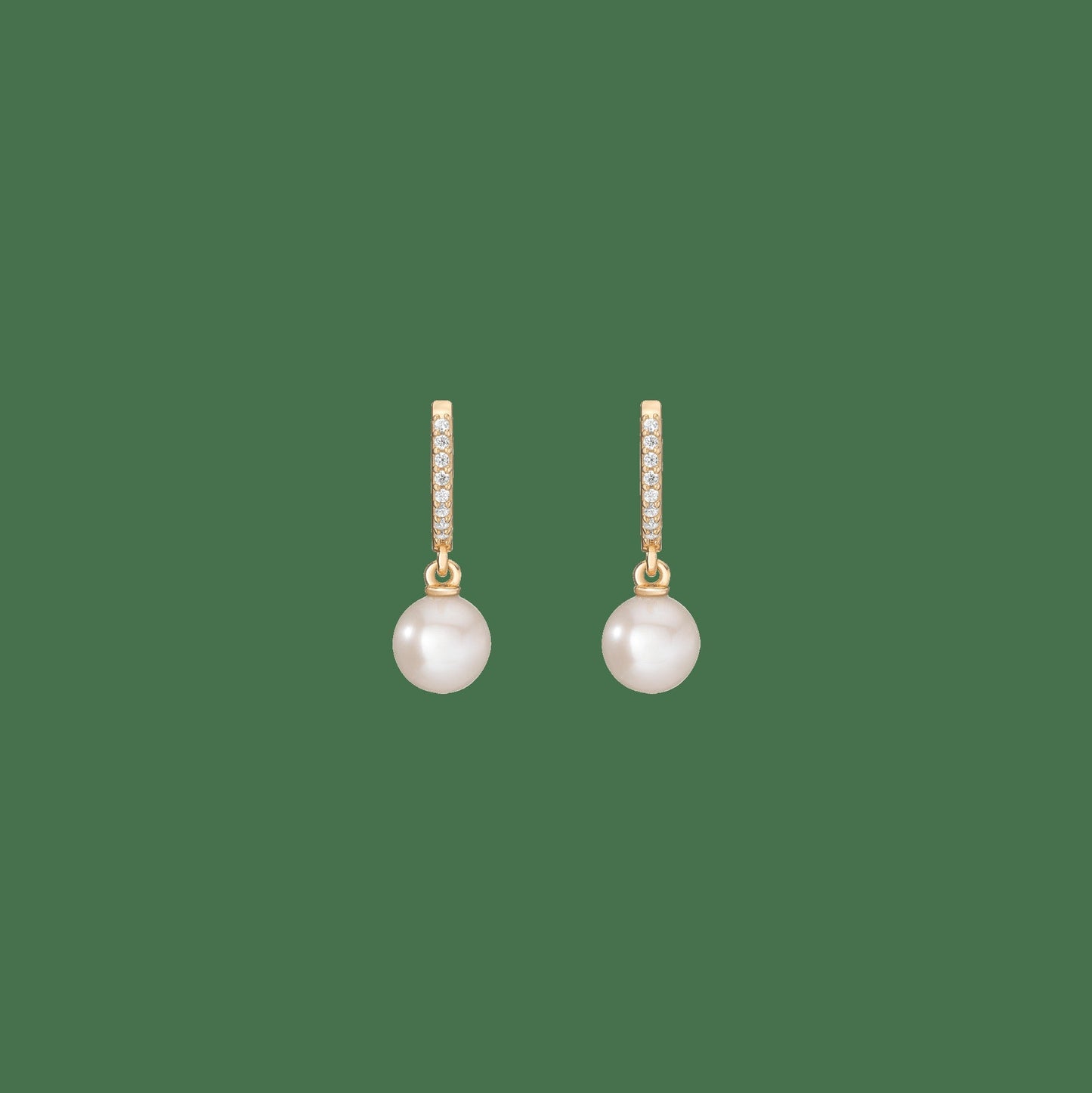 Diamond Pearl Huggie Earrings