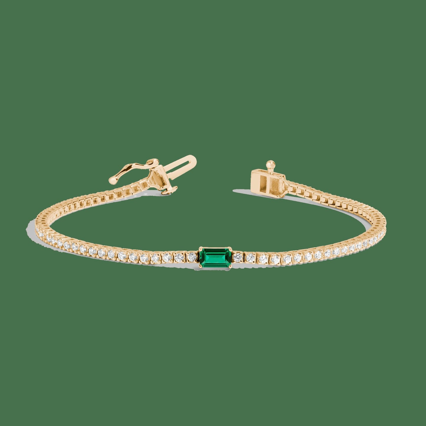 Lab Grown Diamond Tennis Bracelet with Emerald