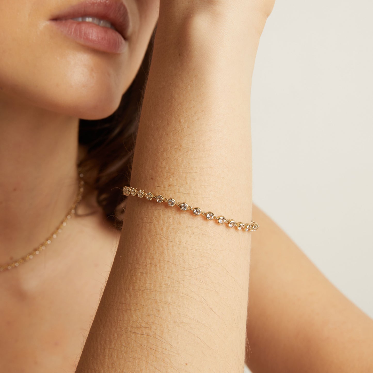 Lab Grown White Sapphire Georgian Tennis Bracelet