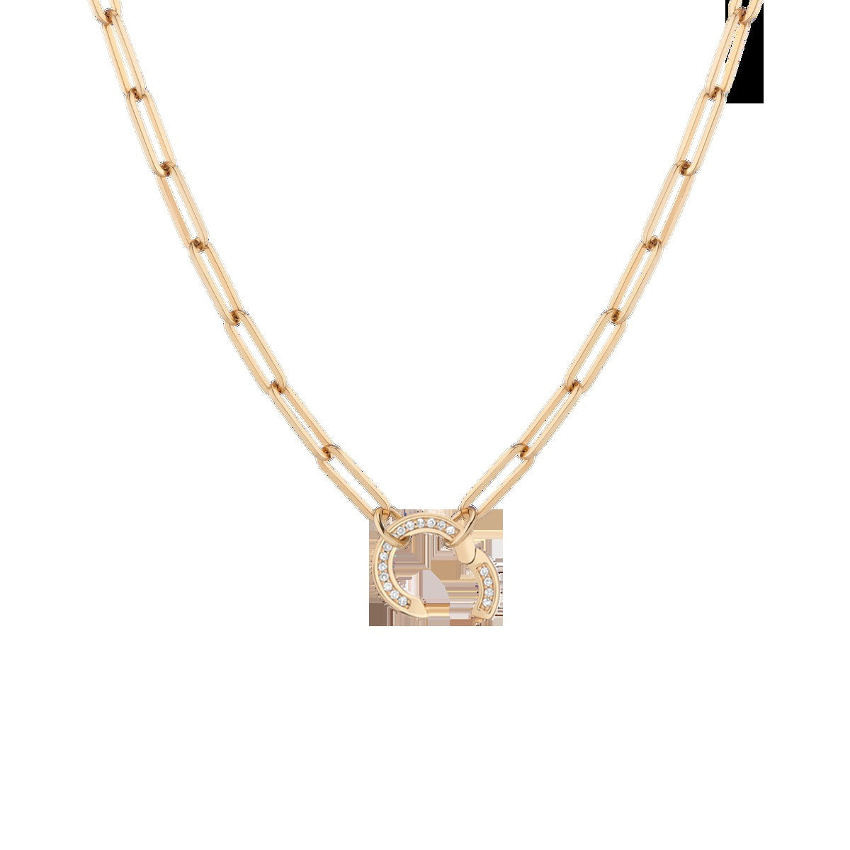 Paperclip Chain Charm Necklace - White Sapphire Bail