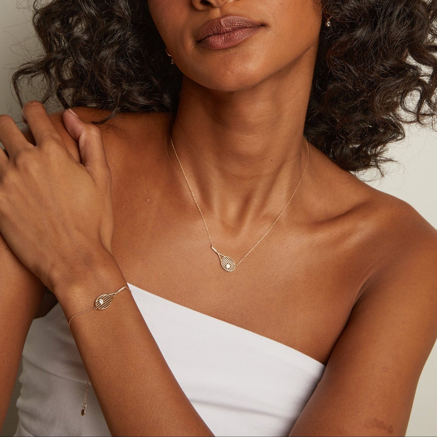 Lab Grown Diamond Tennis Racket Necklace