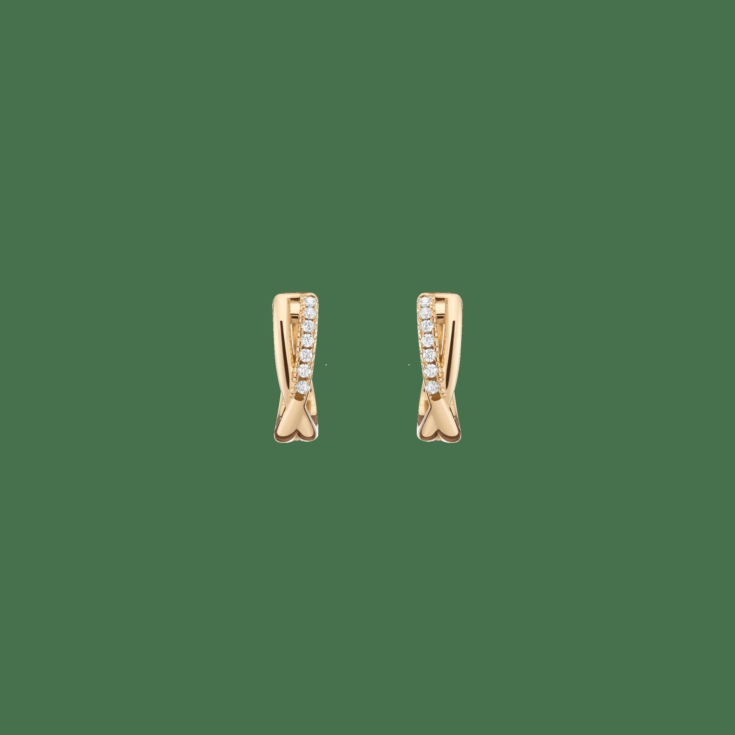 Diamond Crossover Huggie Earrings